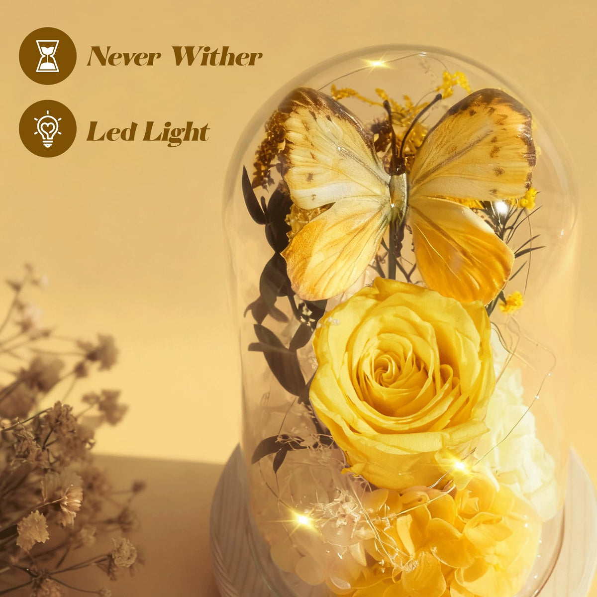 JIGQGY decorative centerpiece with soft LED glow creates cozy ambiance.