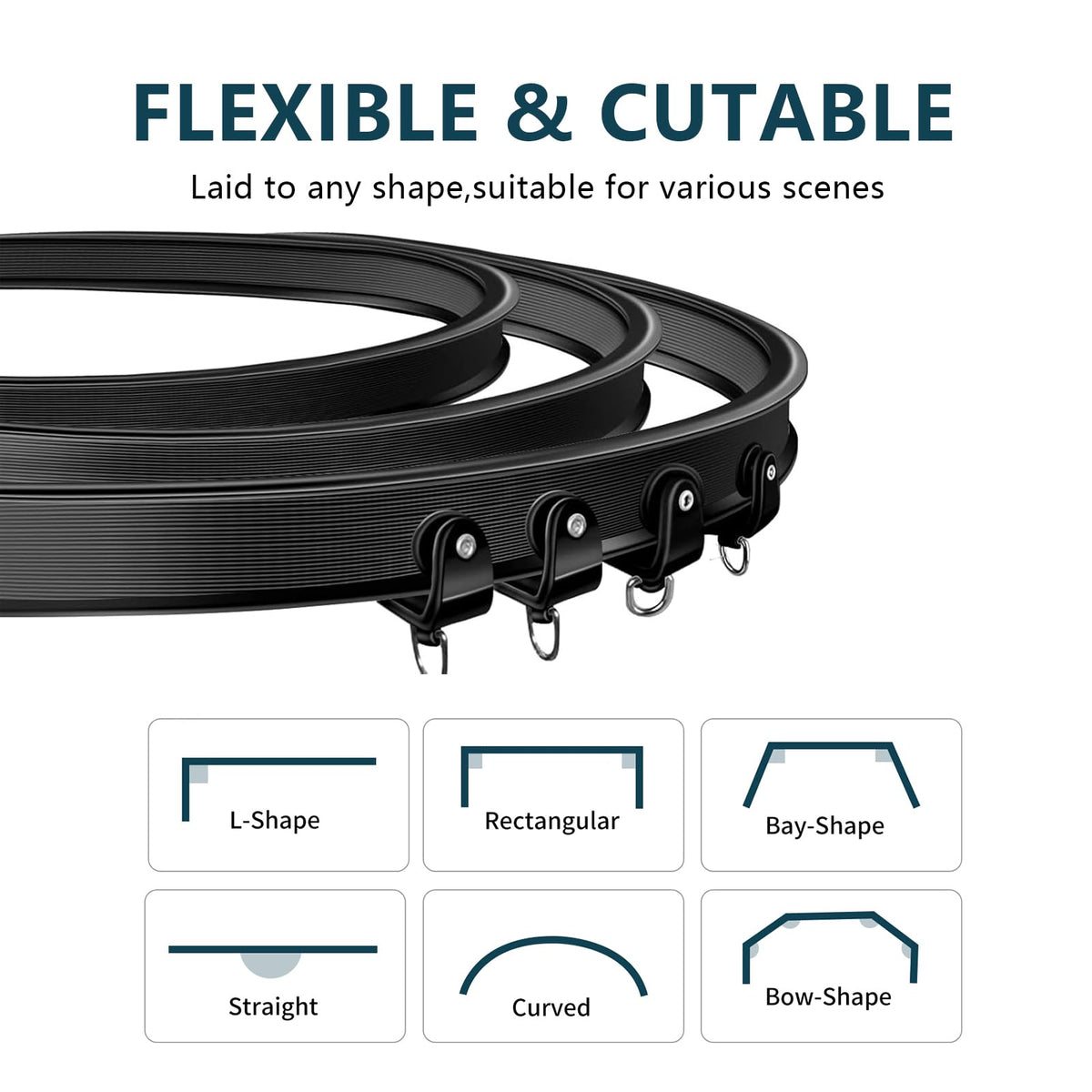 JIHXYER track rollers close-up reveals smooth, quiet curtain movement.