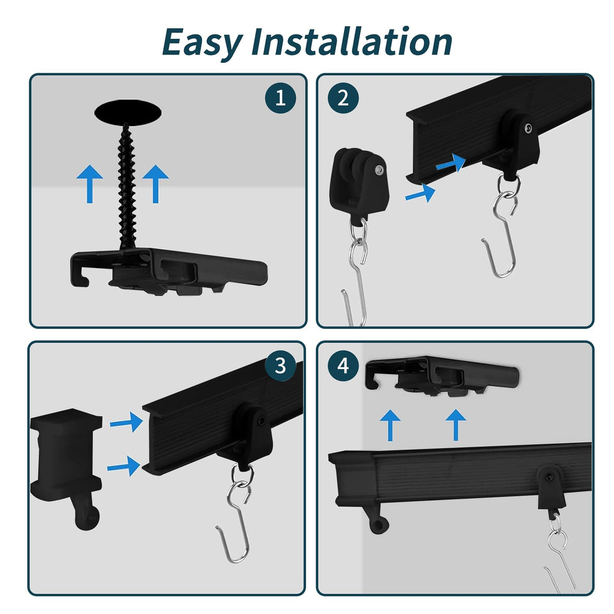 JIHXYER durable PVC construction emphasizes long-lasting curtain track reliability.