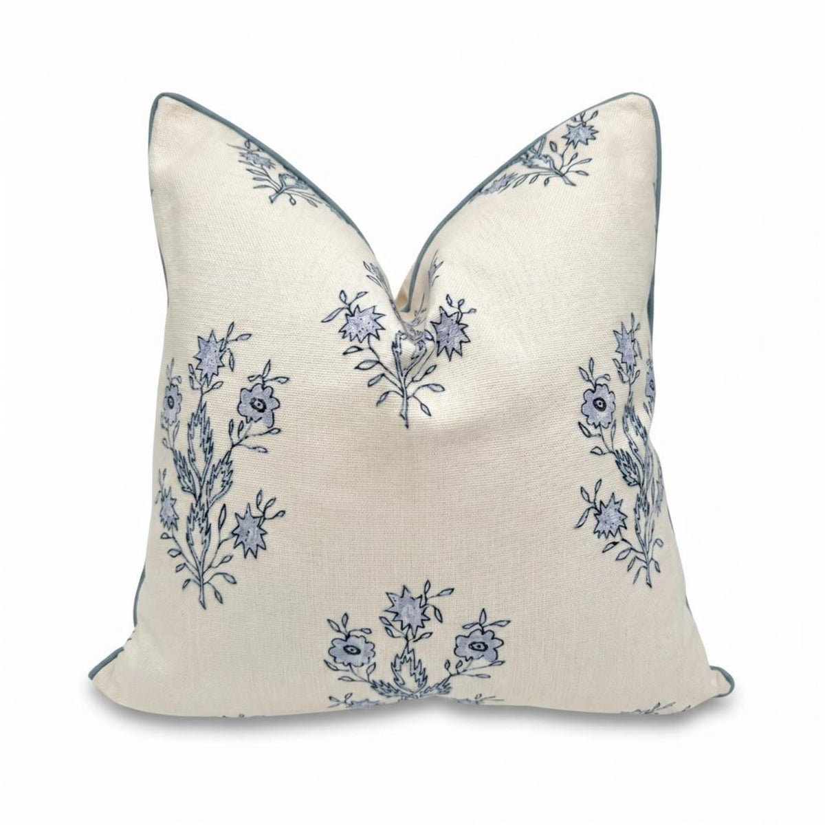 Jillien Harbor The Mary front view with periwinkle floral pattern for a fresh living room accent