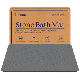 Jiloma Stone Bath Mat with diatomaceous earth for fast drying and high absorption.