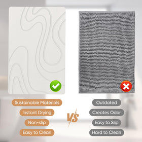 Jiloma stone bath mat minimalist design fits any bathroom decor.
