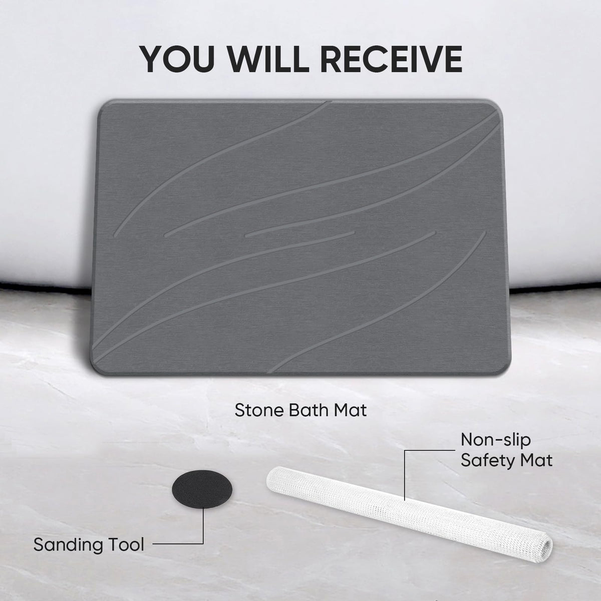 Jiloma Stone Bath Mat versatile for bathroom, kitchen, entryways and more.