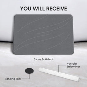 Jiloma Stone Bath Mat versatile for bathroom, kitchen, entryways and more.