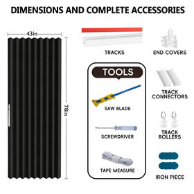 Jilron accordian door curtain compact packaging includes track and tools.