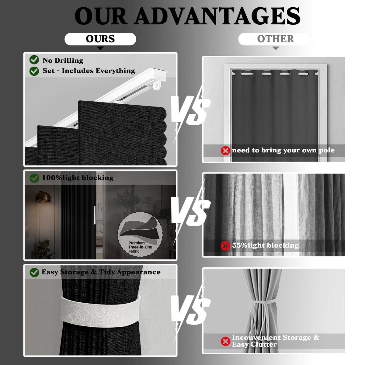 Jilron accordian door curtain installation demonstrates magnetic strips and easy setup.