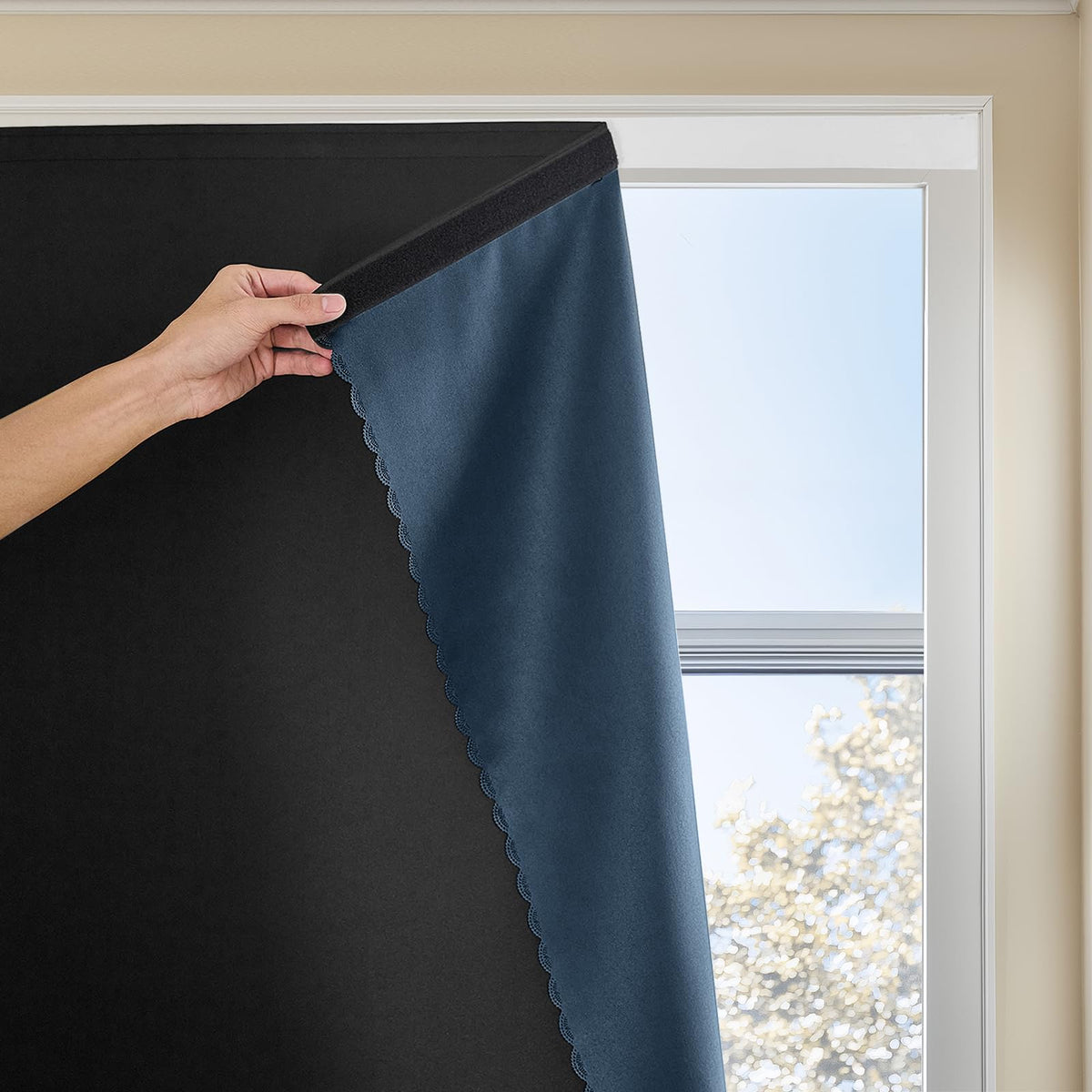 JILRON autohesion curtains panel 353 black shows quick no-drill setup for windows