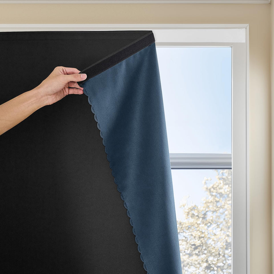 JILRON autohesion curtains panel 353 black shows quick no-drill setup for windows