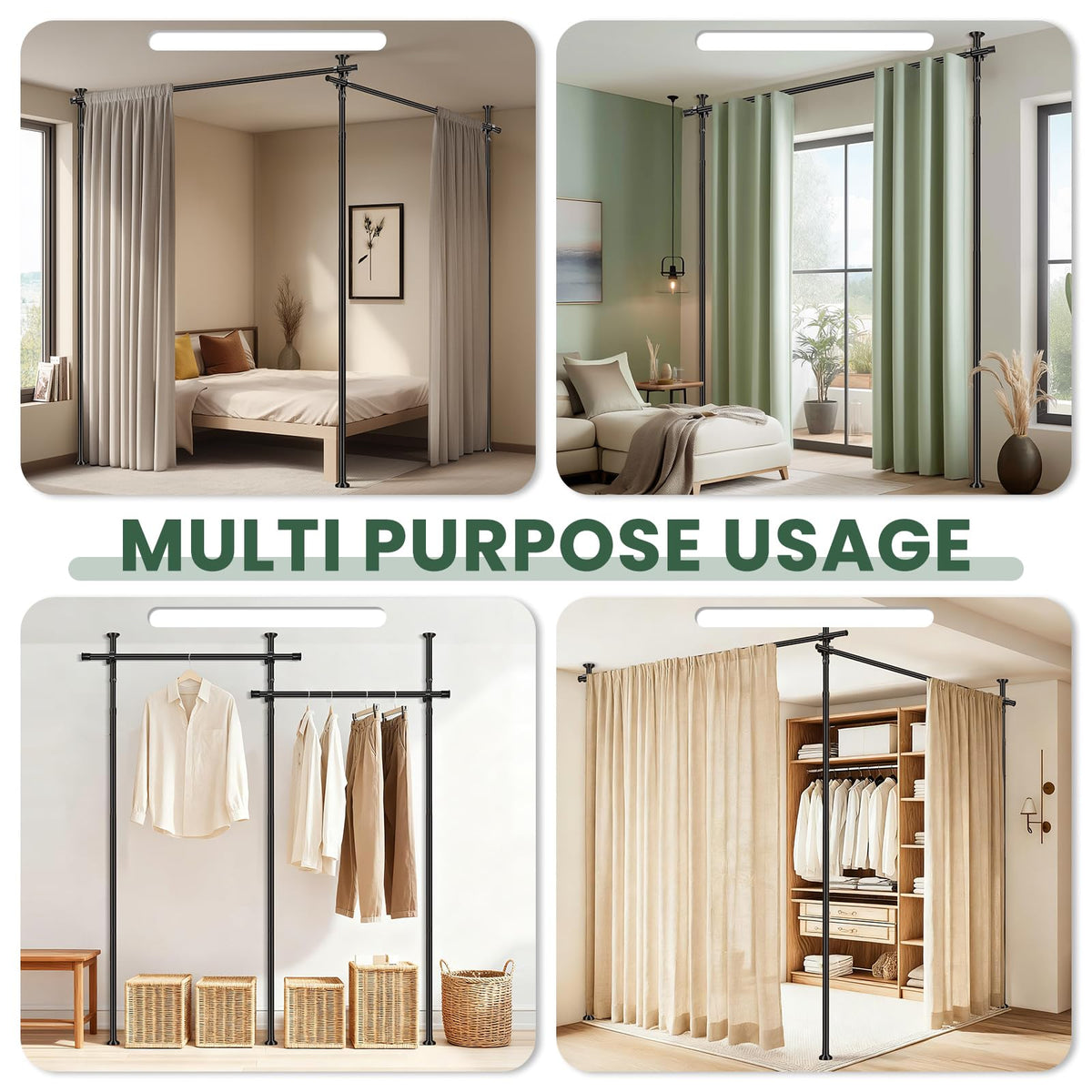 Jilron black room divider rod complements decor