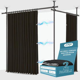 Jilron No-Drill room divider curtain two-panel setup for versatile space separation.