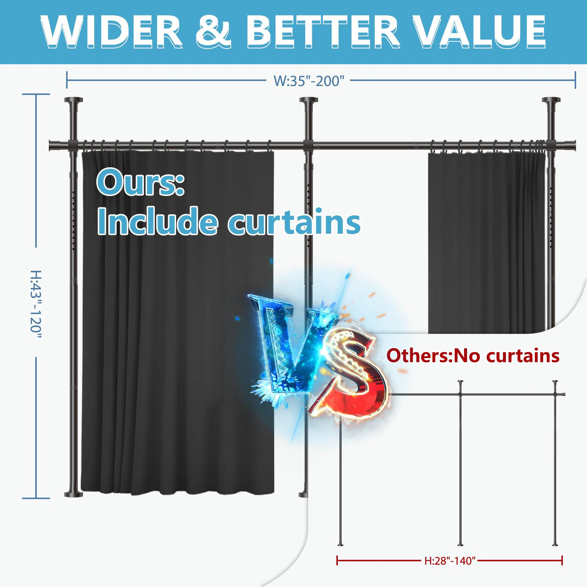 Jilron magnet closure keeps curtains neatly closed for enhanced privacy.