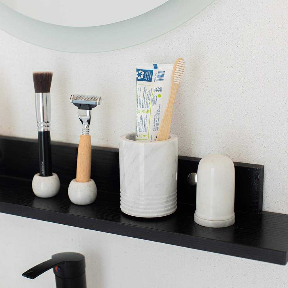 JIMEI durable marble toothbrush holder ages gracefully in natural patina.