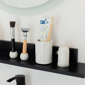 JIMEI durable marble toothbrush holder ages gracefully in natural patina.