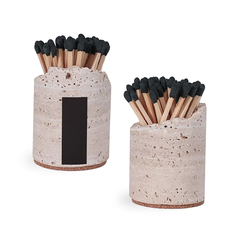 JIMEI travertine match holder set with side striker for easy lighting