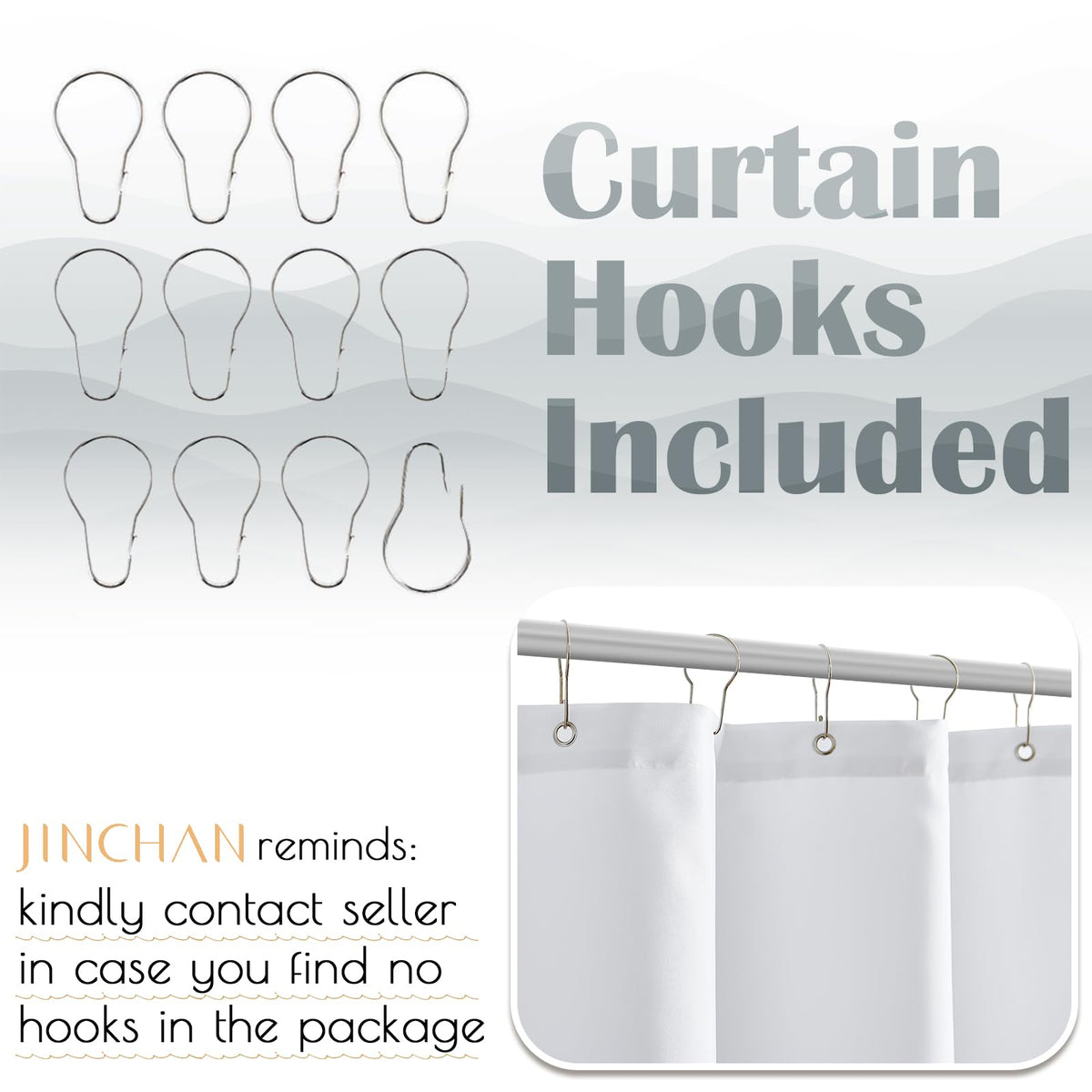 Jinchan 70x72 inch curtain demonstrates broad fit for most tubs