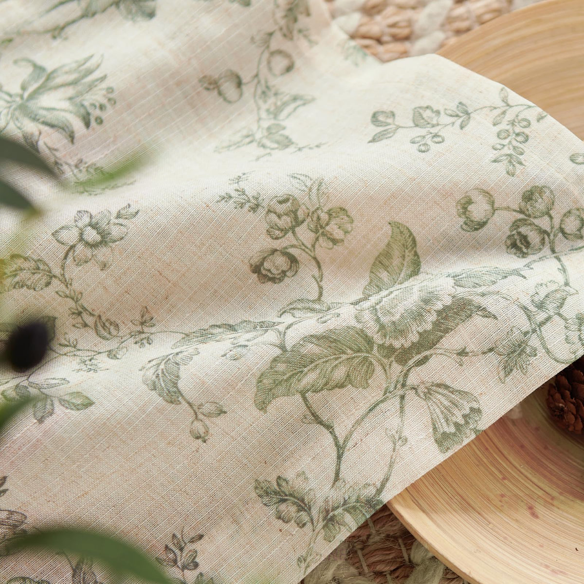 Jinchan Amlie botanical farmhouse curtains in sage green for warm living spaces