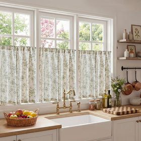Jinchan Amlie botanical print window treatment sage green for everyday charm