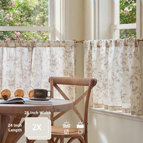Jinchan Amlie floral curtains shown on kitchen window with gentle light filtering