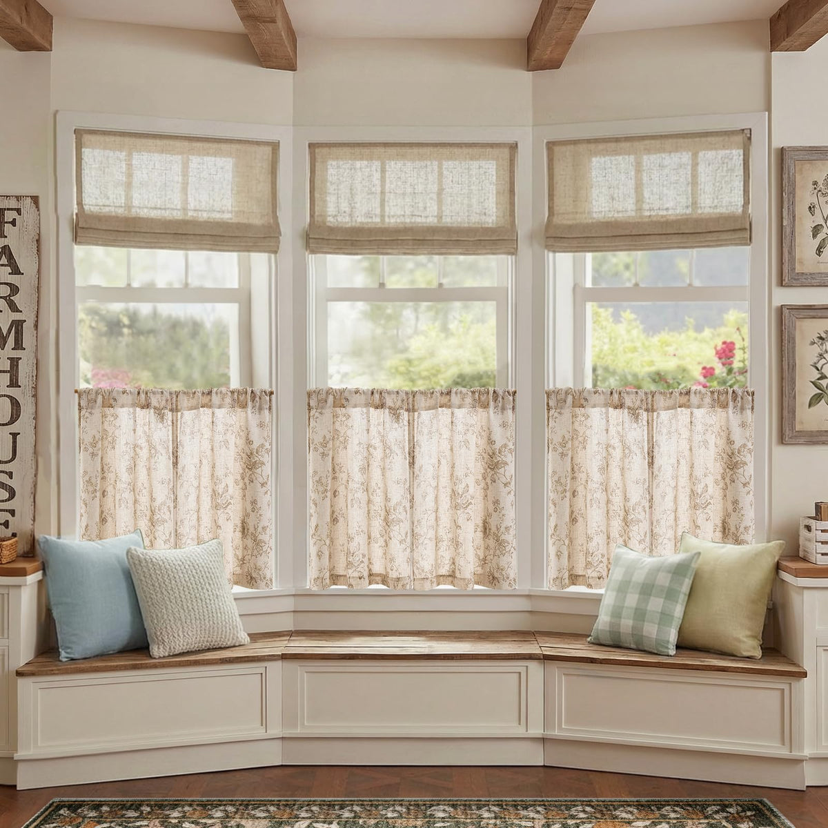 Jinchan Amlie floral curtains small-window setup brightens kitchens and baths
