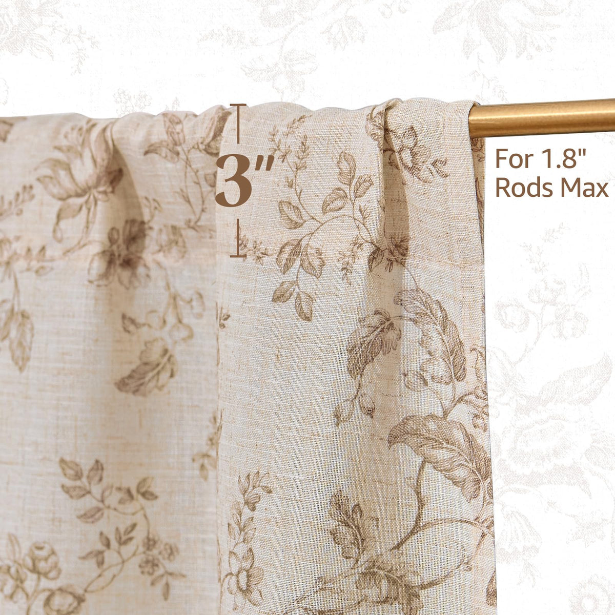 Jinchan Amlie floral curtains taupe-tone drapes fit various decor