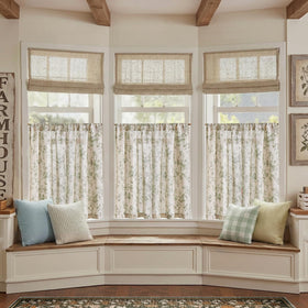 Jinchan Amlie kitchen and bathroom curtains sage green with rod-pocket design