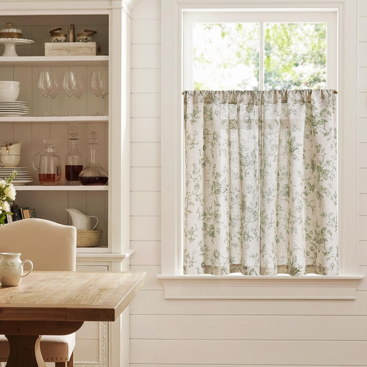Jinchan Amlie small window curtains sage green for subtle, airy privacy
