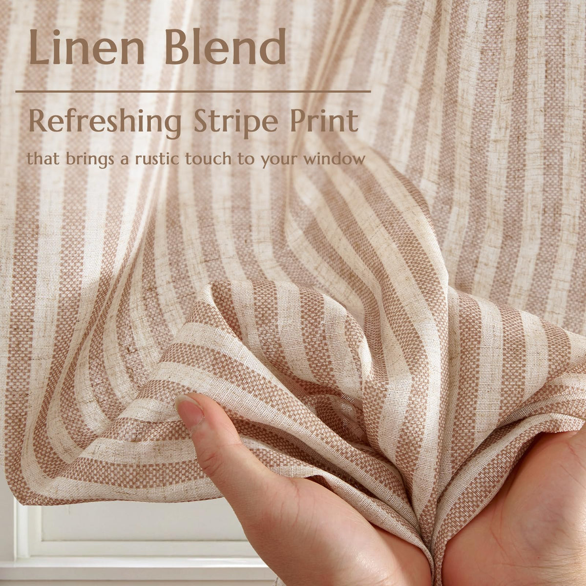 Jinchan tan curtains blend with farmhouse and modern decor.