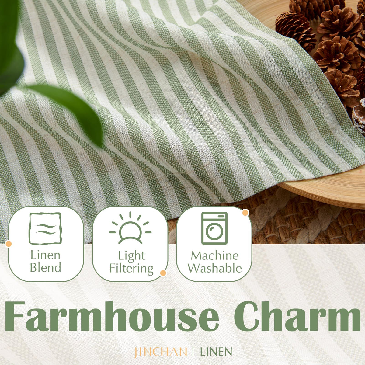 jinchan easy-care linen blend curtains sage-green machine washable for busy homes