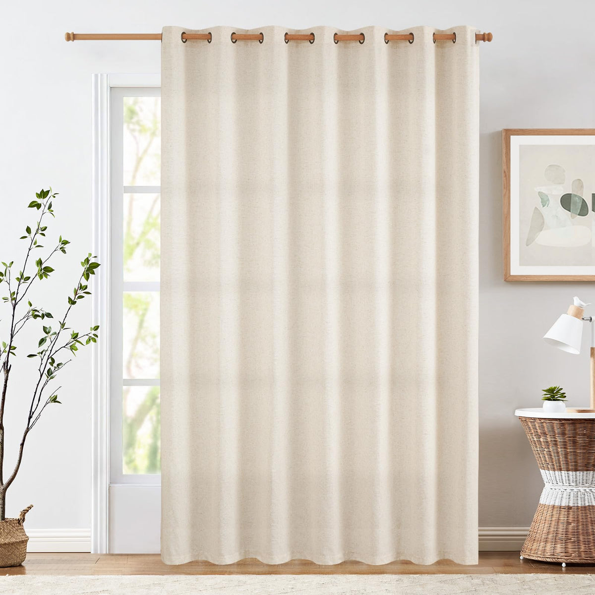 Jinchan extra-wide linen curtain 100x84 diffuses sunlight for privacy