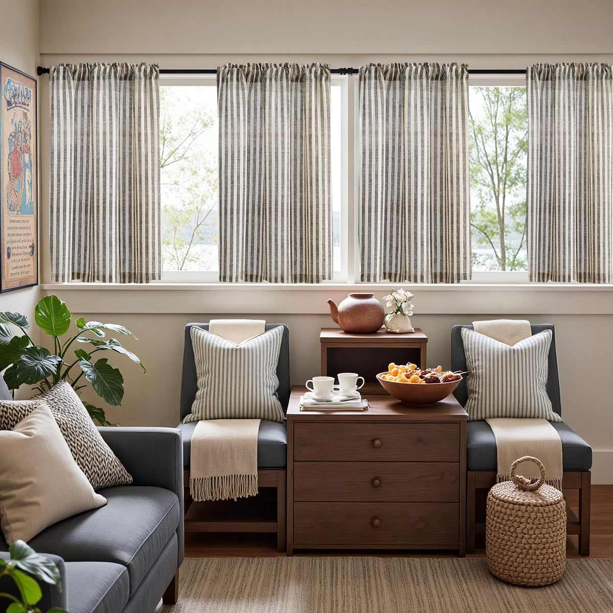 Jinchan farmhouse tier curtains suit small windows with a neat striped look