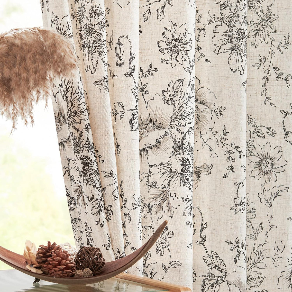Jinchan floral curtains for living room with 84-inch length soften daylight