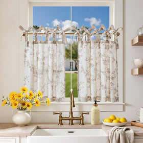 Jinchan floral kitchen curtains 26W x 24L, garden-inspired fabric for gentle light filtration.