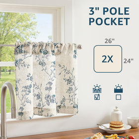 Jinchan floral kitchen curtains, light-filtering fabric, gentle ambience for any room.