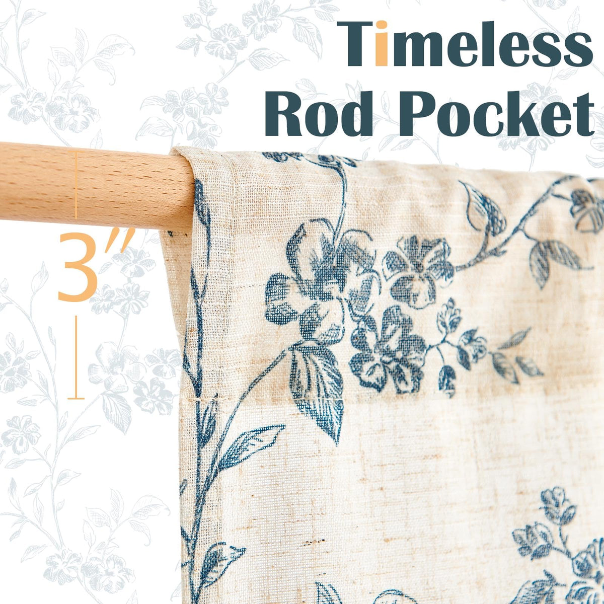 Jinchan floral kitchen curtains, machine-washable care for simple maintenance.