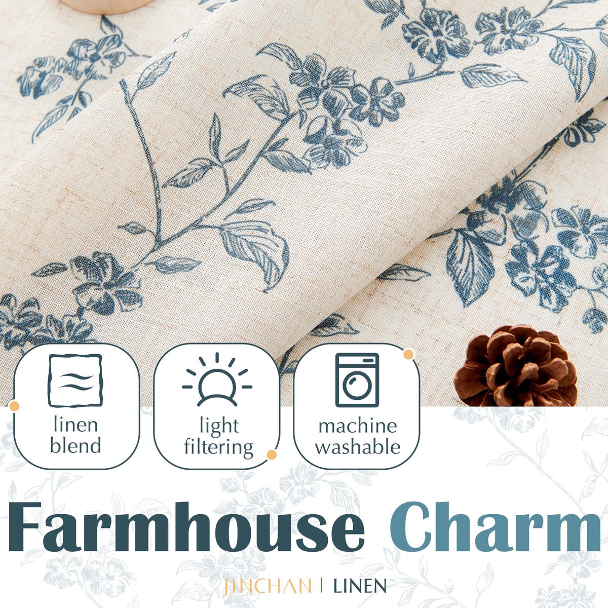 Jinchan floral kitchen curtains, over-sink arrangement, practical kitchen privacy.