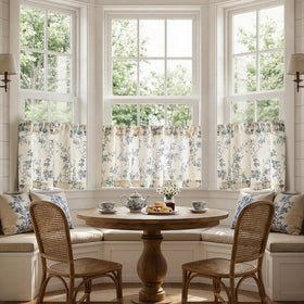 Jinchan floral kitchen curtains, 3-inch pole-pocket detail for easy mounting.