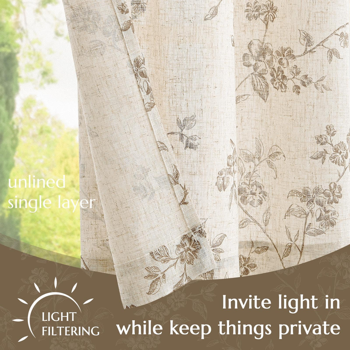 Jinchan floral kitchen curtains over sink provide privacy while cooking.