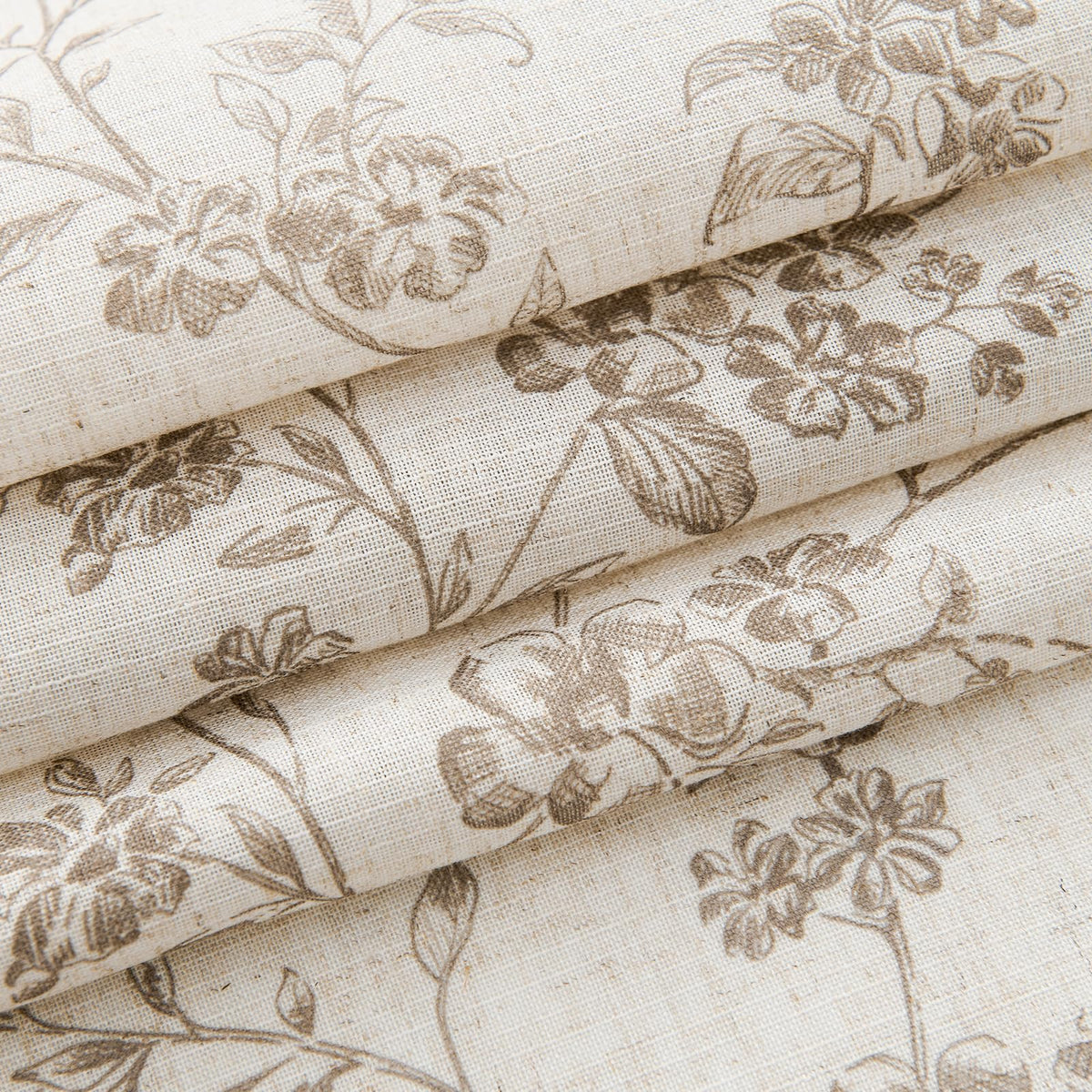 Jinchan Floral Kitchen Curtains taupe on beige tone complements small windows