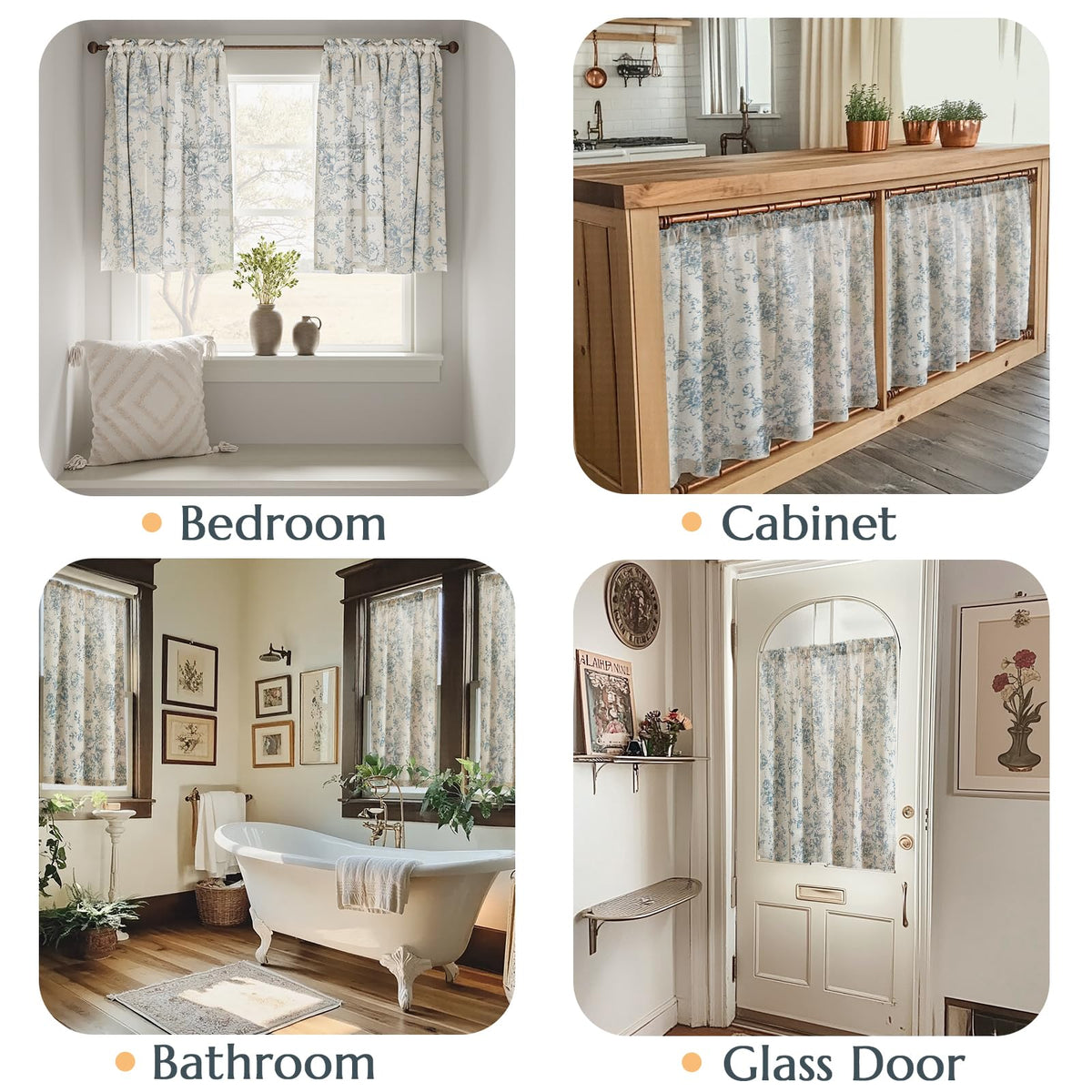jinchan floral linen tier curtains care label indicating size 26x36 and material