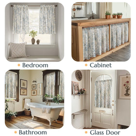 jinchan floral linen tier curtains care label indicating size 26x36 and material