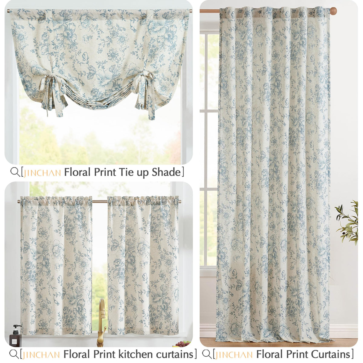 jinchan floral linen tier curtains bathroom privacy and style