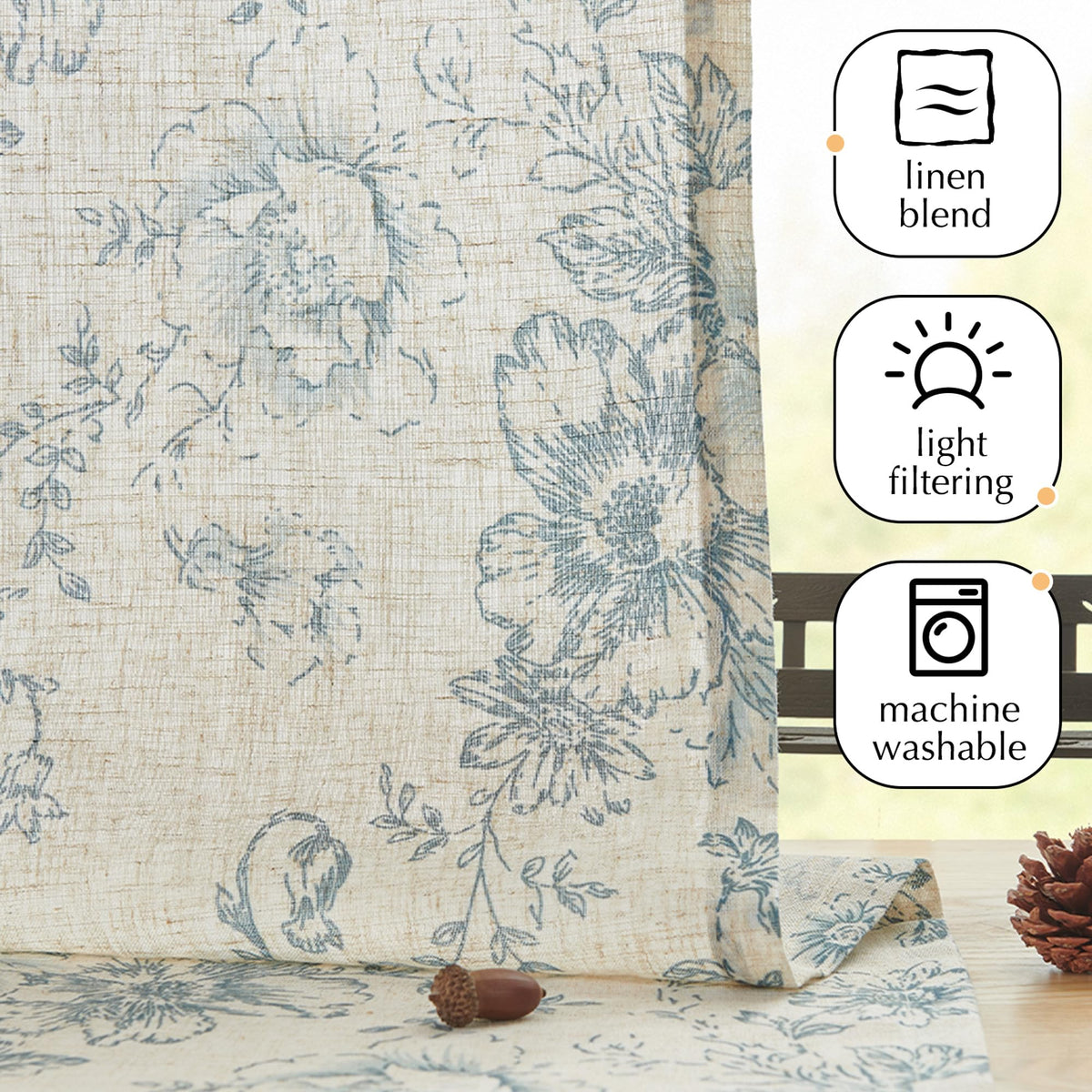 jinchan floral linen tier curtains light filtering creates gentle daytime glow
