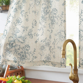 jinchan floral linen tier curtains rod-pocket detail for easy hanging