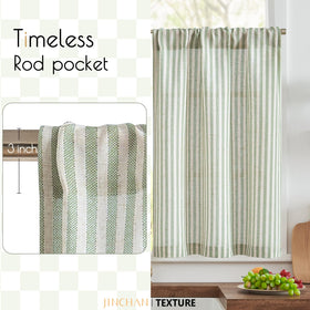 Jinchan kitchen curtains rod-pocket installation — easy hanging for quick refresh.