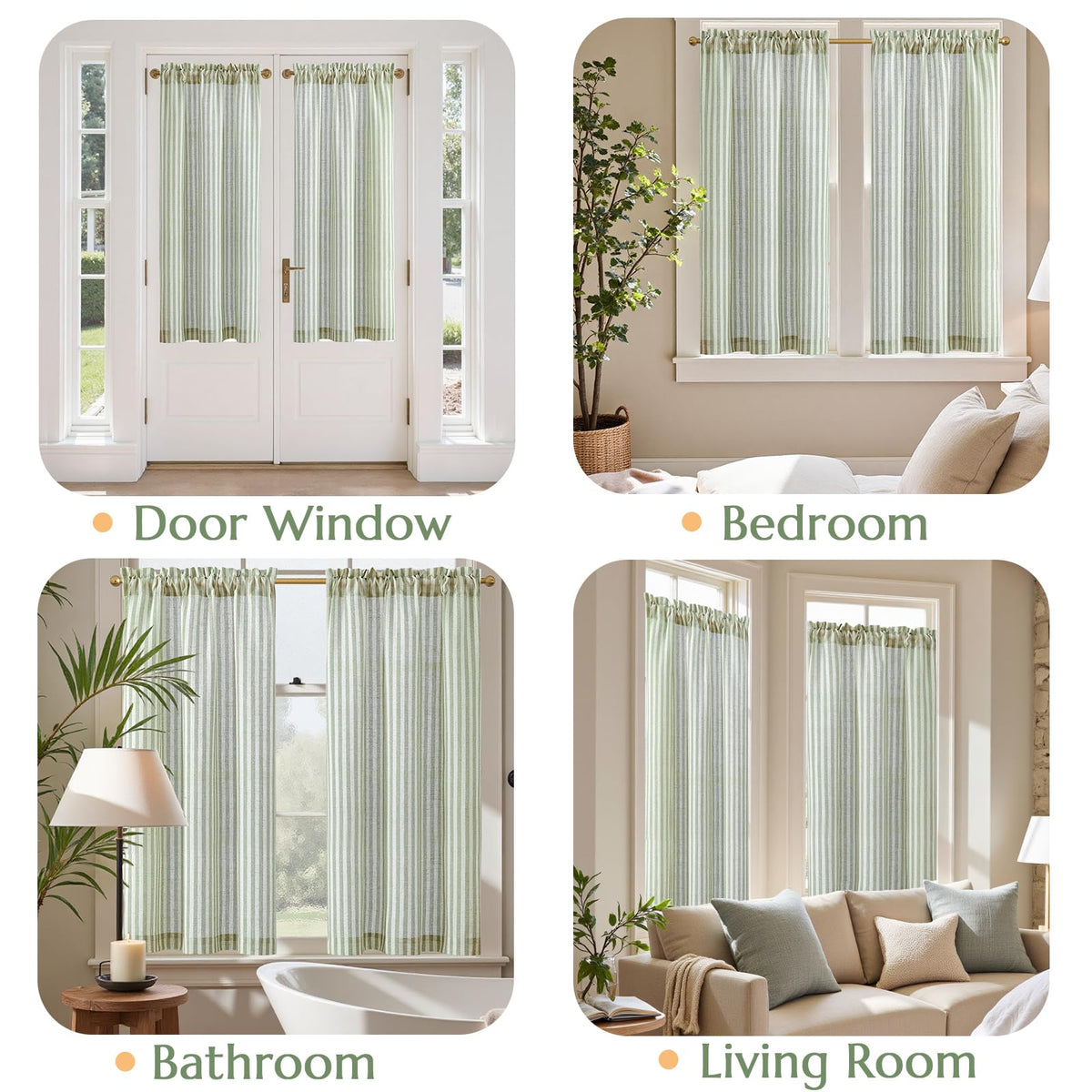 jinchan light-filtering curtains sage green soften sunlight while preserving privacy