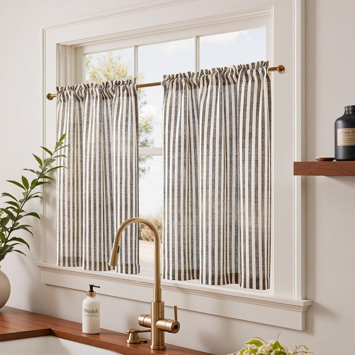 Jinchan jet-black light-filtering curtains provide privacy while brightening spaces