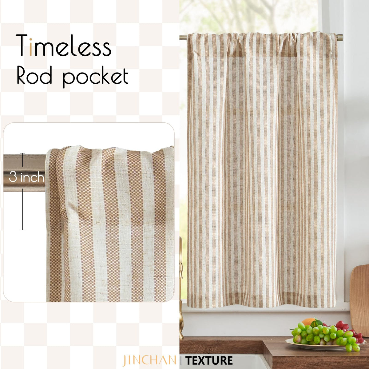 Jinchan two-panel set offers privacy with natural light diffusion.