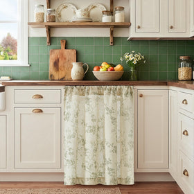 Jinchan light-filtering view through kitchen curtain enhances cozy ambiance.
