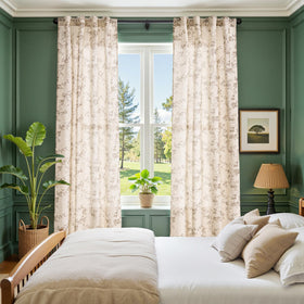 Jinchan Linen Floral Curtains 84in bedroom view emphasizes privacy without sacrificing daylight