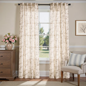 Jinchan Linen Floral Curtains 84in close-up texture shows natural weave and soft light diffusion